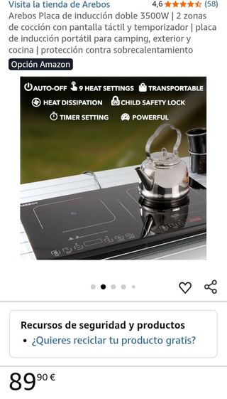 Arebos AR-HE-IK3500 Placa de Inducción Doble 3500W