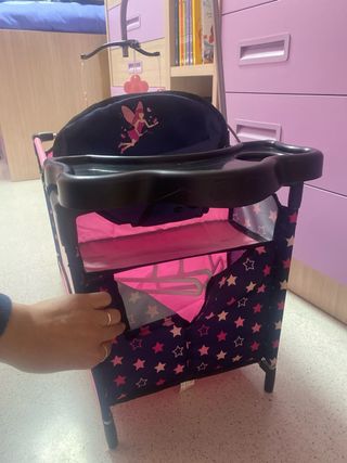 Cuna de muñecas Bayer rosa con estrellas