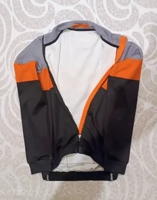 Chaqueta Ciclismo Gris Naranja Negra Talla M