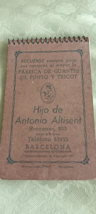 Libreta Publicidad Antigua Antonio Altisent