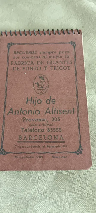 Libreta Publicidad Antigua Antonio Altisent