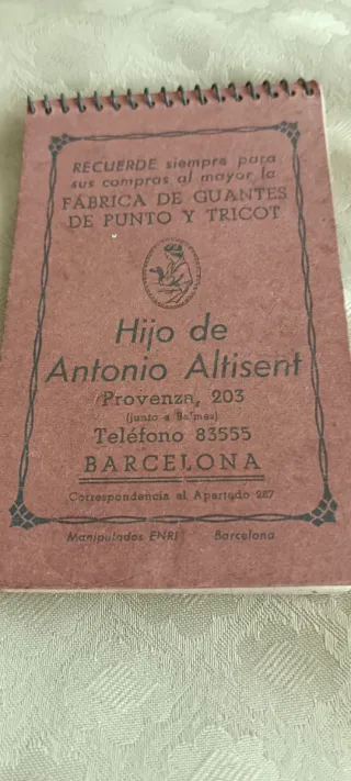 Libreta Publicidad Antigua Antonio Altisent