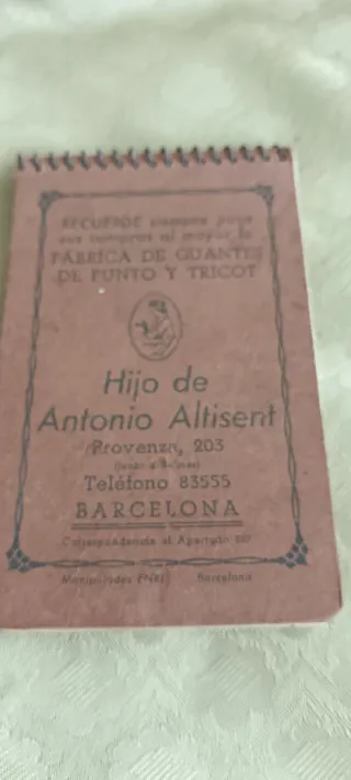 Libreta Publicidad Antigua Antonio Altisent