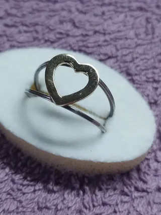 Anillo Corazón Oro 750m y Plata 925m