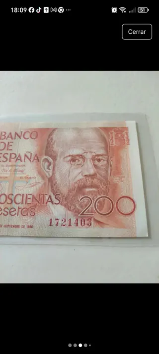 Billete 200 pesetas sin serie y sin circular