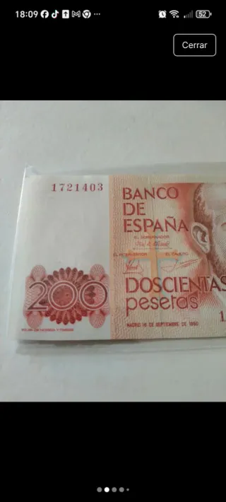 Billete 200 pesetas sin serie y sin circular