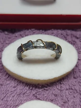 Anillo Plata 925 Envejecida y Oro 750 Diseño