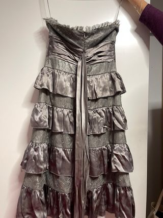 Vestido de fiesta gris perla