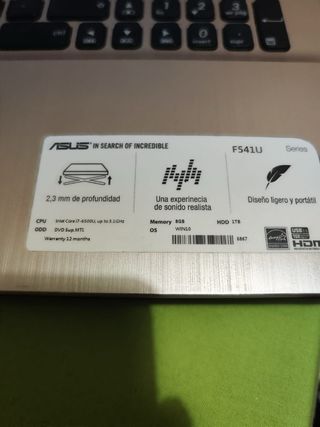Portátil Asus i7 6ª Gen