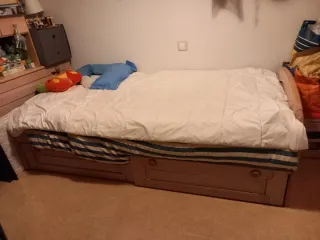 Cama madera 180x90 con 2 cajones