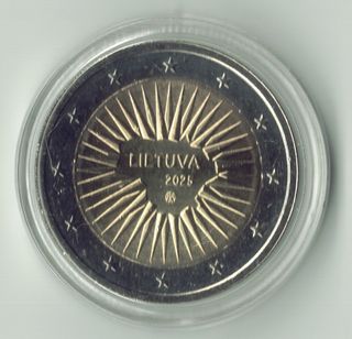 Lotto di 7 monete da 2 euro lituane non circolanti