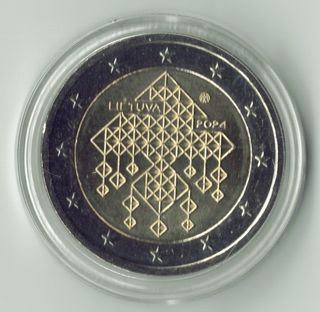 Lotto di 7 monete da 2 euro lituane non circolanti