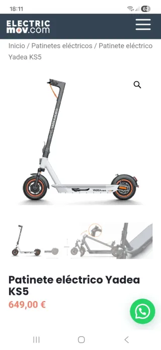 Patinete Eléctrico Yadea KS5 Blanco