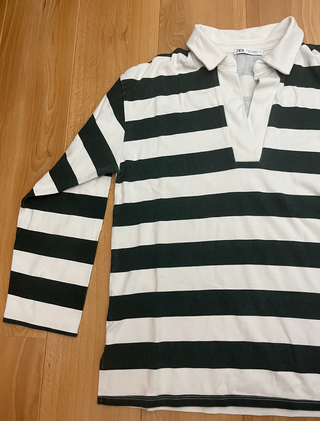 Polo Zara rayas verde y blanco Talla M