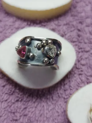 Anillo Plata 925 Turmalina Rosa y Circonita