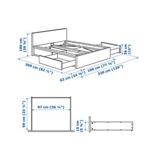 Cama MALM 180 cm con 4 cajones