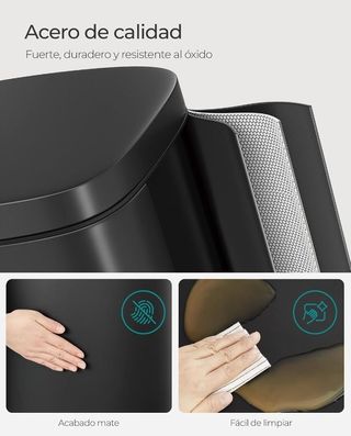 SONGMICS LTB03BK Cubo de basura 30L pedal negro