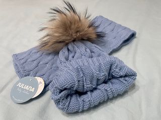 Bufanda y Gorro Juliana Trenzado Pelo Natural