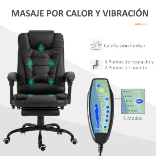 Silla Oficina Masaje Reposapiés Negro