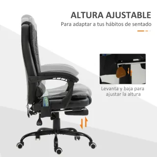 Silla Oficina Masaje Reposapiés Negro