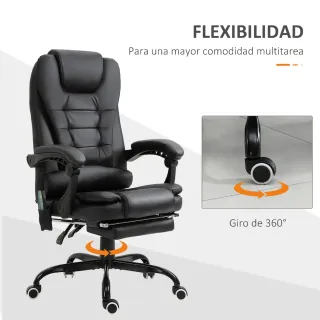 Silla Oficina Masaje Reposapiés Negro