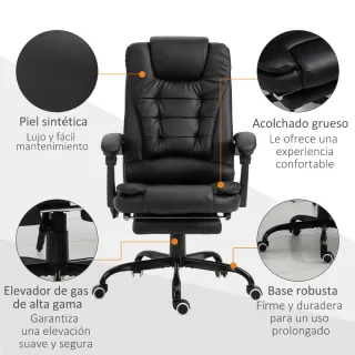 Silla Oficina Masaje Reposapiés Negro