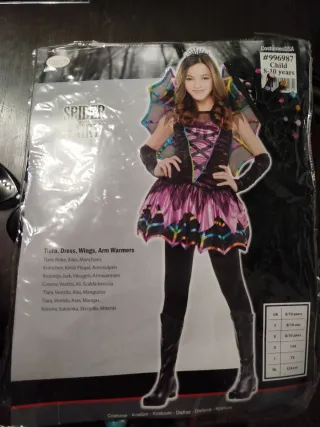 Disfraz Niña Spider Fairy araña Talla 8-10