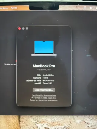 MacBook Pro M1 14 16GB 1TB Plata