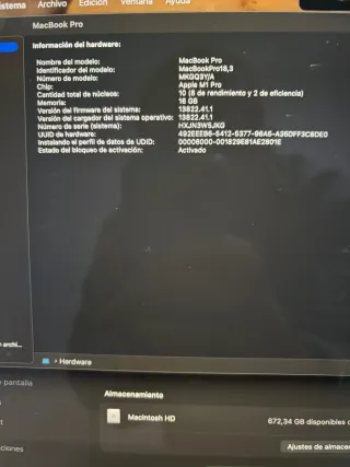 MacBook Pro M1 14 16GB 1TB Plata