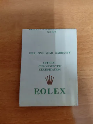 Certificado de Garantía Rolex Chronomètre