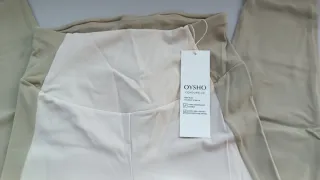 Leggings OYSHO con etiquetas, bicolor beige, M