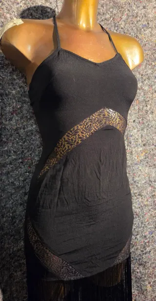 Vestito donna con frange nero