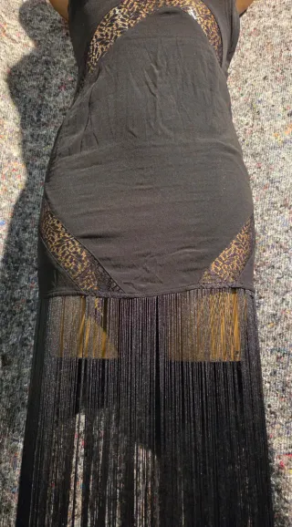 Vestito donna con frange nero