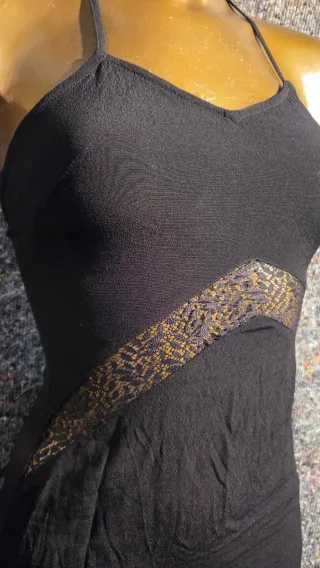 Vestito donna con frange nero