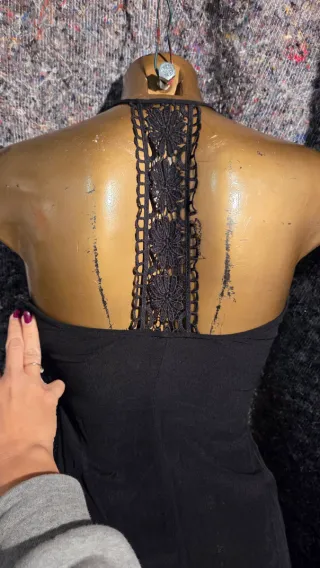 Vestito donna con frange nero