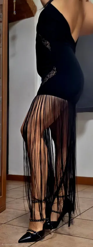 Vestito donna con frange nero