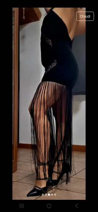 Vestito donna con frange nero