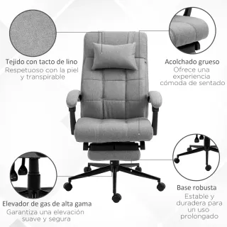 Silla Escritorio Reclinable Ajustable Gris