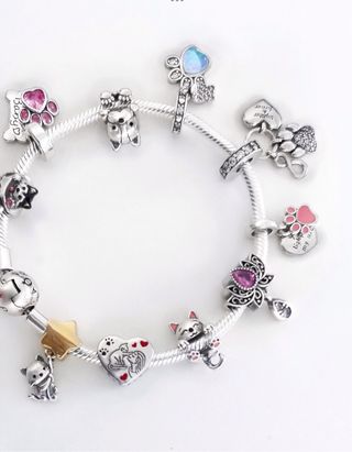 CHARM PERRO GATO COLGANT PULSERA PANDORA CAJA .