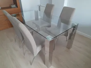 Mesa Comedor Cristal y Metal