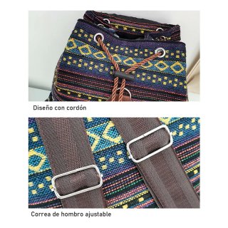 Mochila étnica estampada viaje, uso diario. Nueva