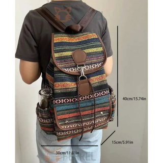 Mochila étnica estampada viaje, uso diario. Nueva