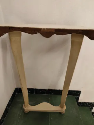 Consola Antigua Vintage Madera Beige y Dorado