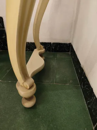 Consola Antigua Vintage Madera Beige y Dorado