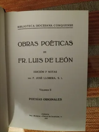 Obras poéticas de Fray Luis de León. 2 volúmenes