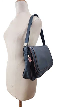 Ribé/ Vintage Bolso bandolera cuero genuino negro