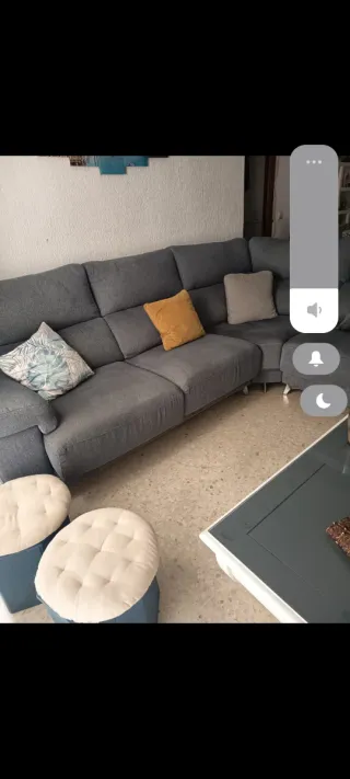 Sofá rinconera gris azulado