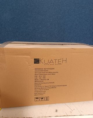 Set de 3 cajas de metal blanco, azul y gris