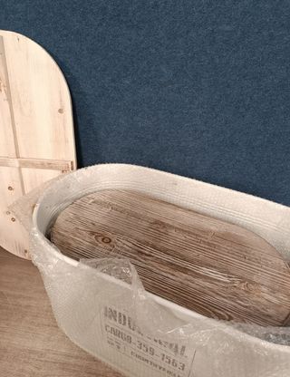 Set de 3 cajas de metal blanco, azul y gris