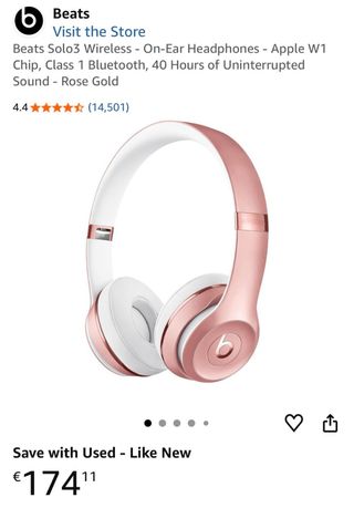 Beats Solo 3 Rose Gold/Blanco Inalámbricos